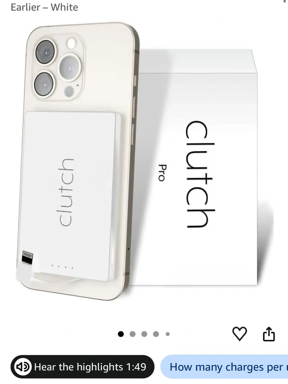 Pro White Portable Magnetic Power Bank for iPhone